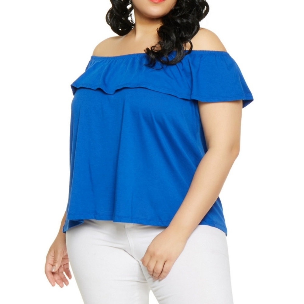 Blue Off the Shoulder Top - Picture 1 of 6